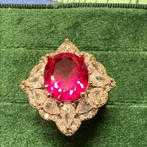 Elegant Pink Ruby lab grown Gemstone Ring